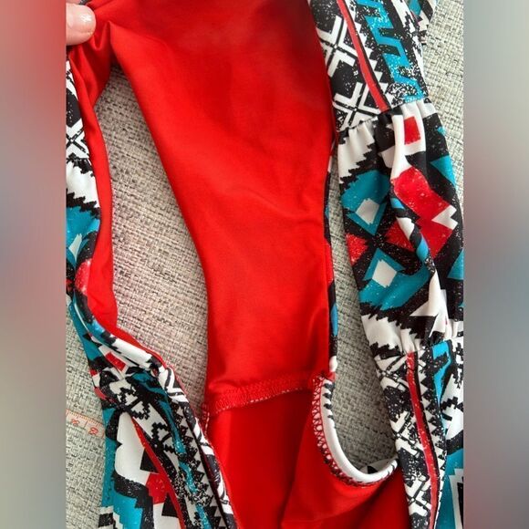 Becca by Rebecca Virtue Women's Aztec Flounce Strappy Cross Back Top Multi - Picture 10 of 16